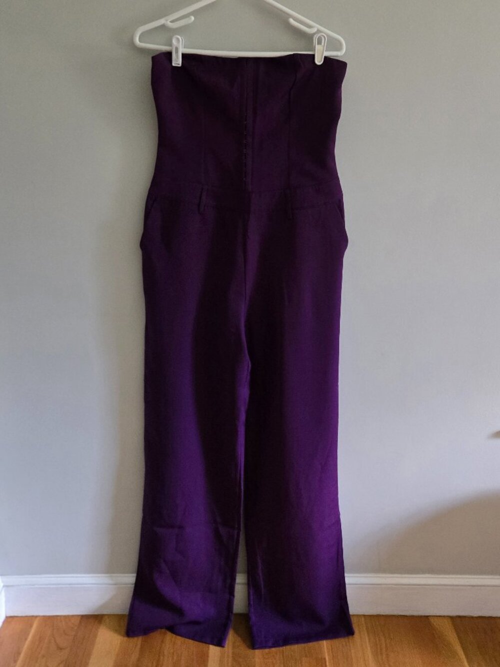 Fashion Nova Purple Strapless Wide Leg Jumpsuit Size L,NWT